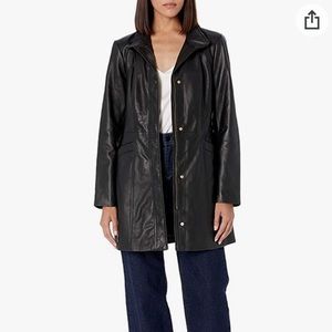 Cole Haan genuine black leather coat